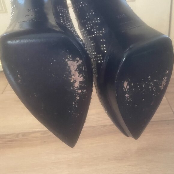 Saint Laurent Black Leather Studded Platform Stilettos FR/EU Size 36.5 or US 6.5 - Picture 9 of 9